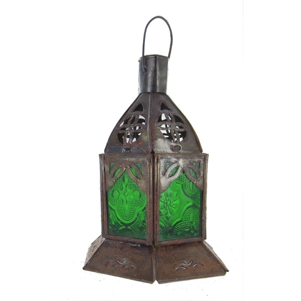 Lanterne marocaine en verre teinté vert -  Déco - cadeaux