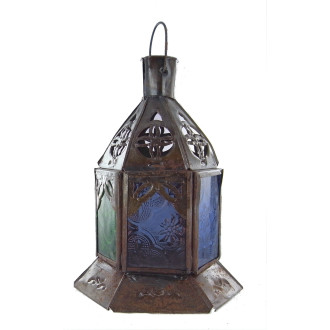 Lanterne marocaine en verre teinté