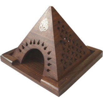 Porte encens pyramide bois pour cône.