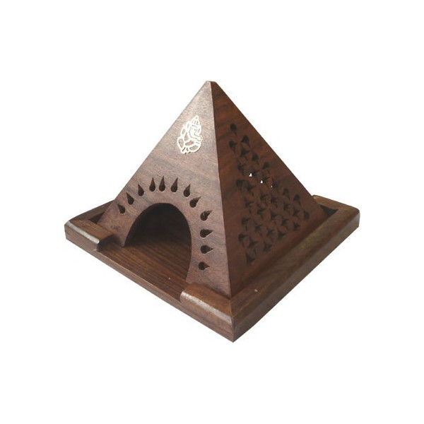 Porte encens pyramide bois pour cône.