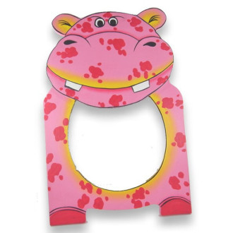 Miroir peint à la main hippopotame rose