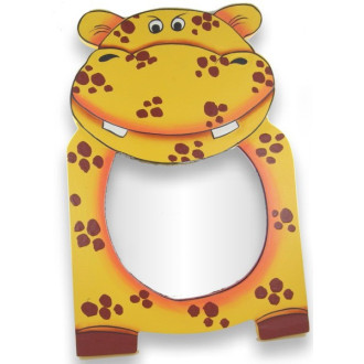 Miroir peint à la main hippopotame jaune