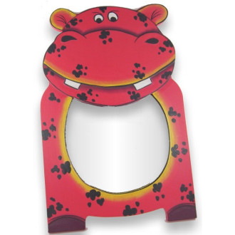 Miroir peint à la main hippopotame rouge