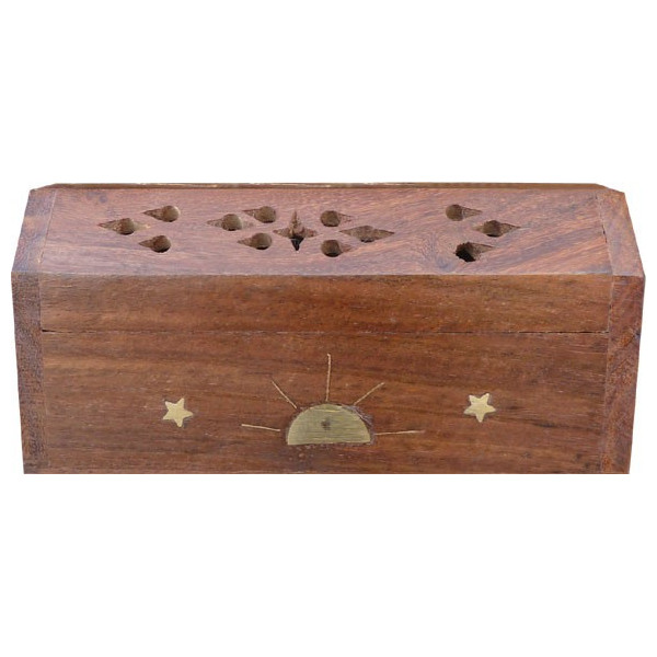 Porte encens cône longue boite motif soleil