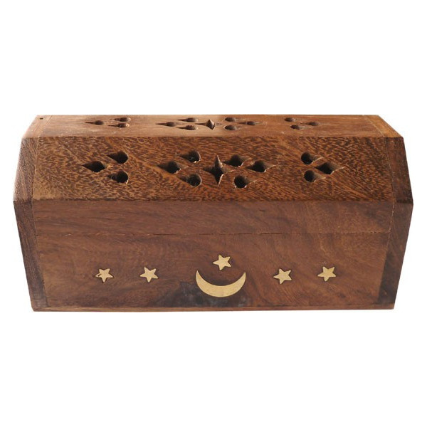 Porte encens cône boite motif lune et étoiles