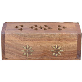 Porte encens cône longue boite motif fleurs