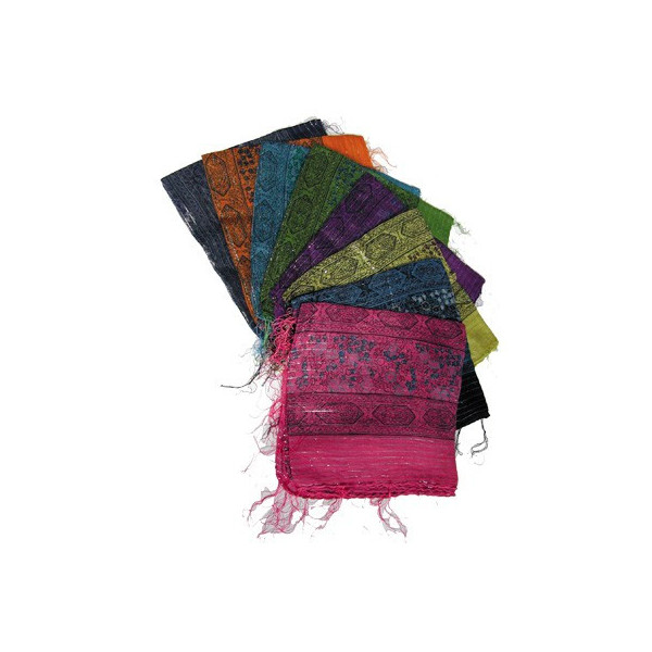 Foulard en coton coloré et fils argentés -  Déco - cadeaux