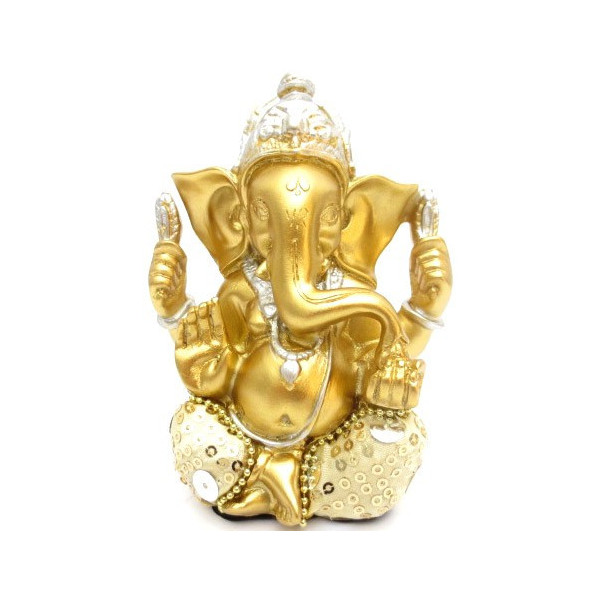 Statue ganesh or et blanc