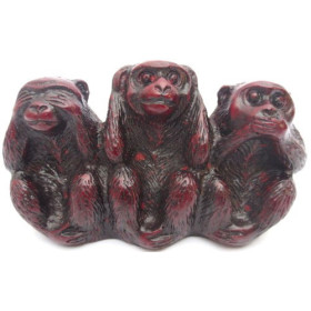 Singes de la sagesse en résine rouge