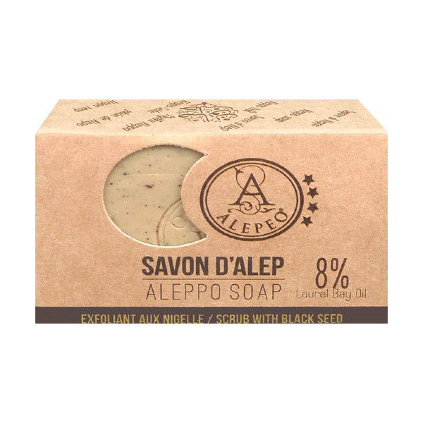 Savon d'Alep exfoliant aux nigelle 100 gr.