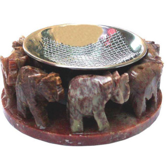 Brûle encens résine ronde d'éléphants pierre.