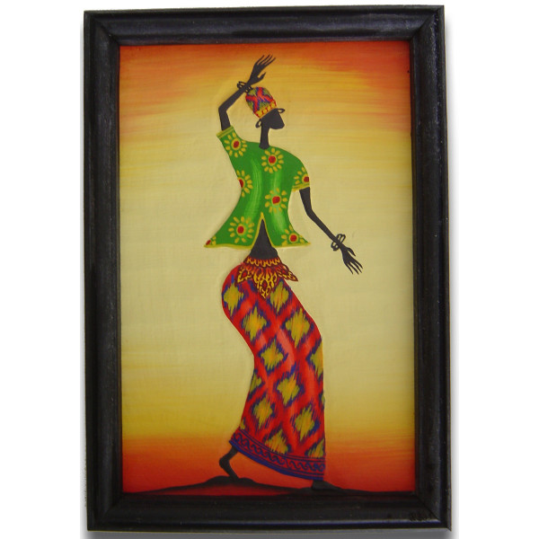 Tableau bois femme africaine -  Déco - cadeaux