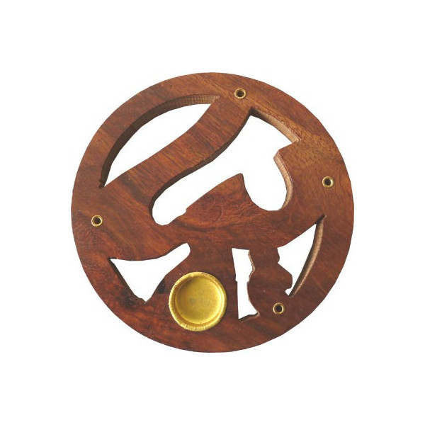Porte encens bâtons et cônes bois et laiton motif ajouré -  Portes encens