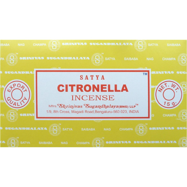 Encens batons satya citronnelle 15 g - lutter contre les moustiques -  Batons d\'encens