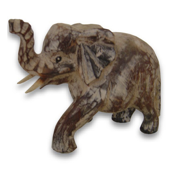 Eléphant en bois de manguier blanchi -  Déco - cadeaux