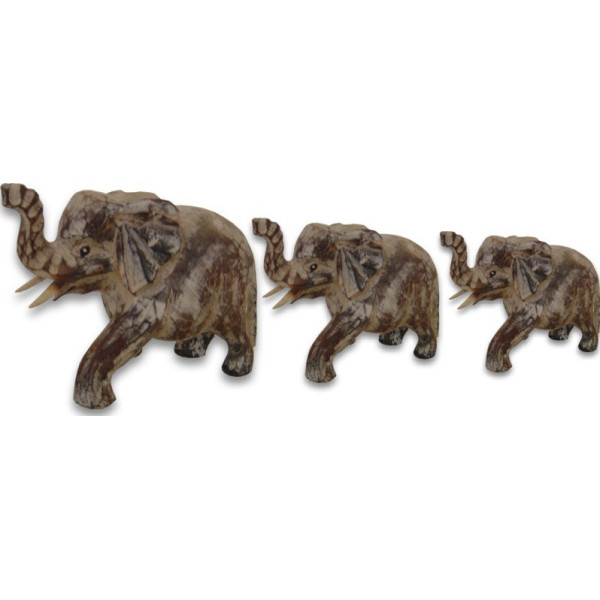 Eléphant en bois de manguier blanchi -  Déco - cadeaux