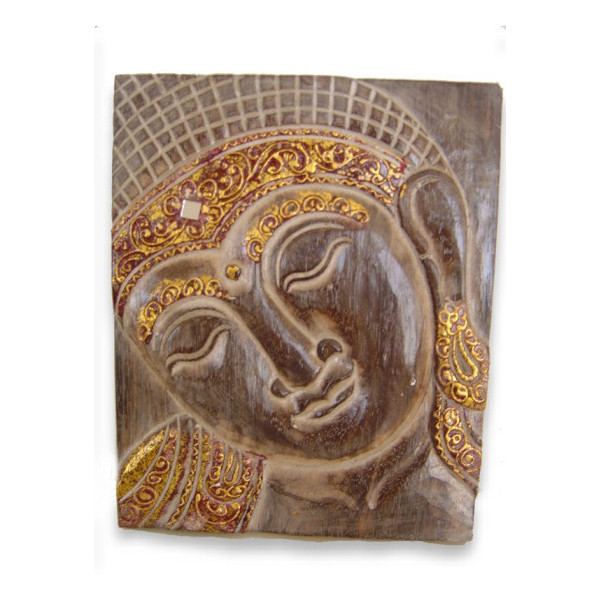 Tableau bois clair bouddha doré