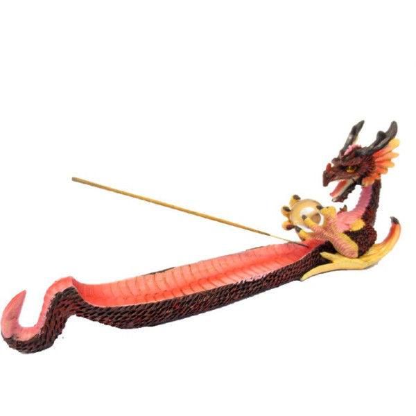 Porte encens dragon couleur tenant une boule