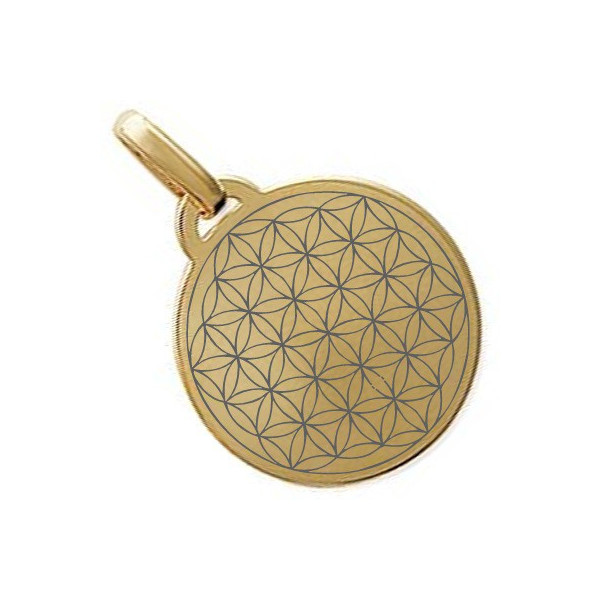 Pendentif fleur de vie plaqué or -  Pierres Lithothérapie