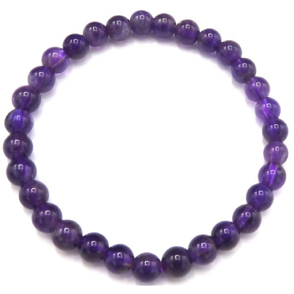 Bracelet Améthystes perles de 6 mm -  Pierres Lithothérapie