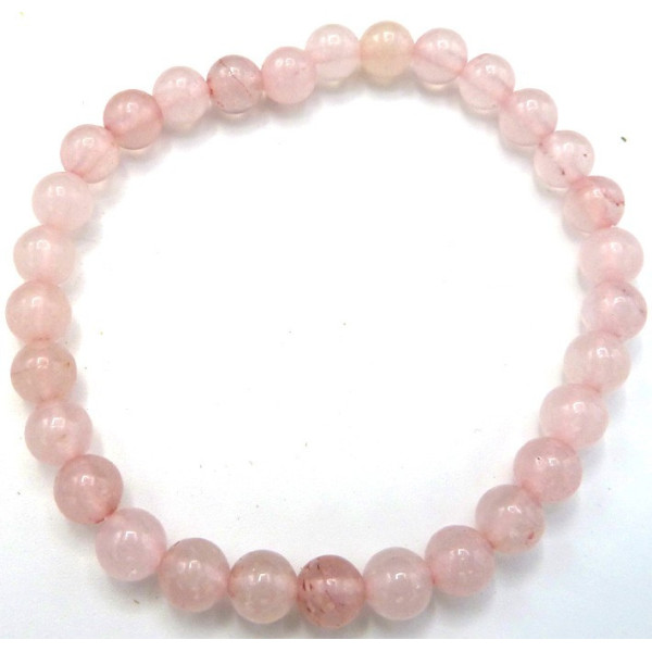 Bracelet quartz rose perles de 6 mm -  Pierres Lithothérapie