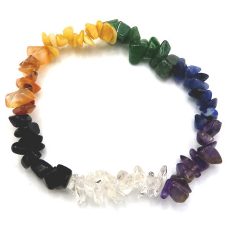 Bracelet 7 chakras chips pierres naturelles