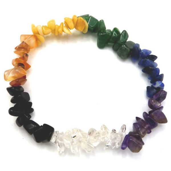 Bracelet 7 chakras chips pierres naturelles