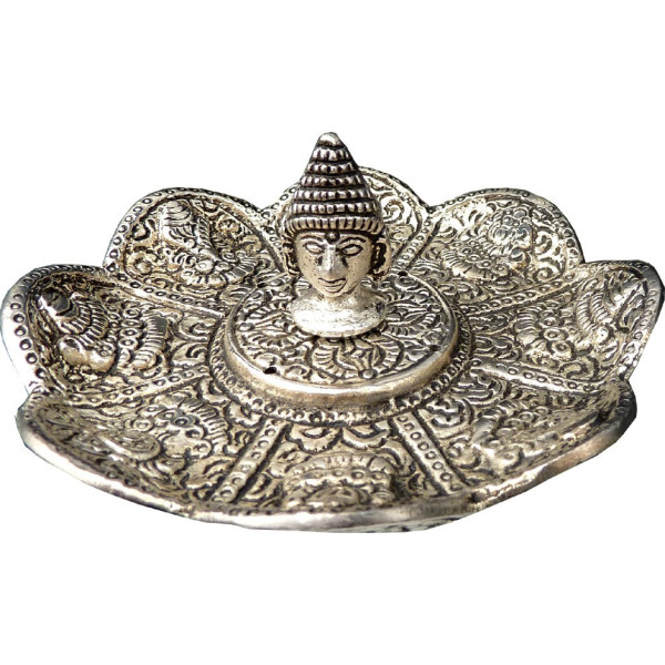 Porte encens batons et cônes tête de bouddha en métal Porte encens batons et cônes tête de bouddha en métal