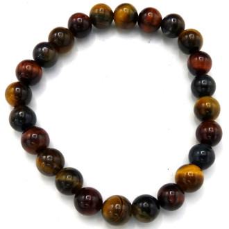 Bracelet oeil de tigre perles de 8 mm -  Pierres Lithothérapie