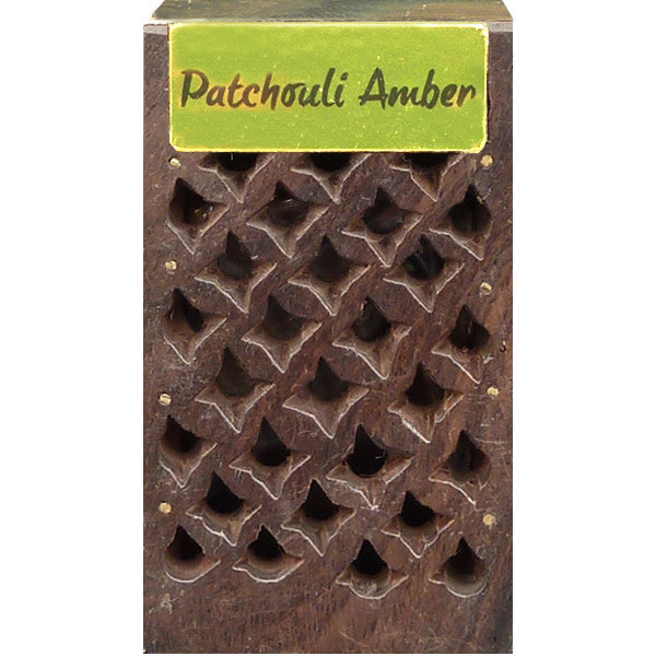 Boite en bois et pierre ambre patchouli