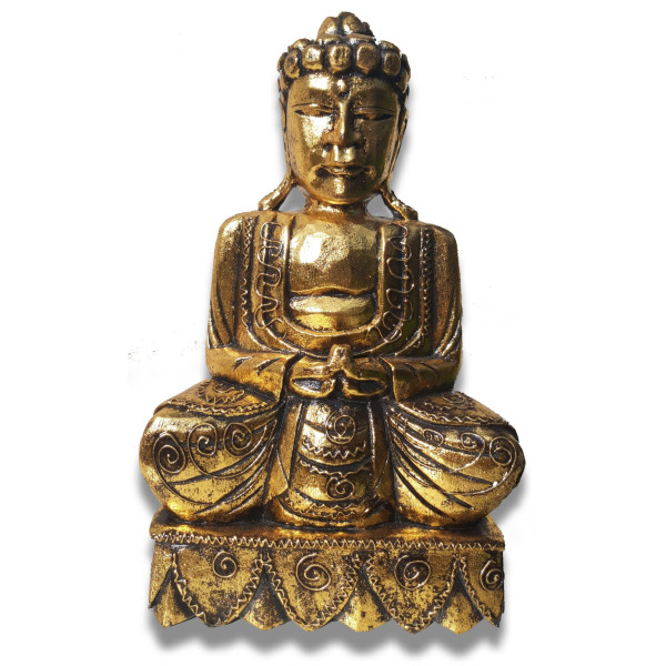 Belle statue de Bouddha dorée de 41 cm
