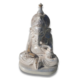 Ganesh assis blanc et argenté 20 cm