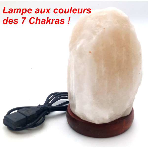 Lampe de sel de l'Himalaya des 7 chakras de 1 kg