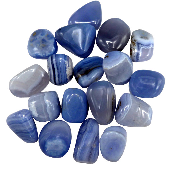 Calcédoine bleue pierre roulée 3 - 4,5cm