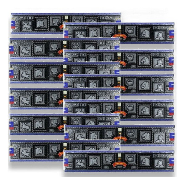 Pack de 12 boites d\'encens batons satya super hit 15 g -  Batons d\'encens