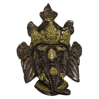 Tête de Ganesh en laiton en 2 couleurs de 14 cm