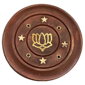Porte encens bâtons en bois et laiton motif lotus