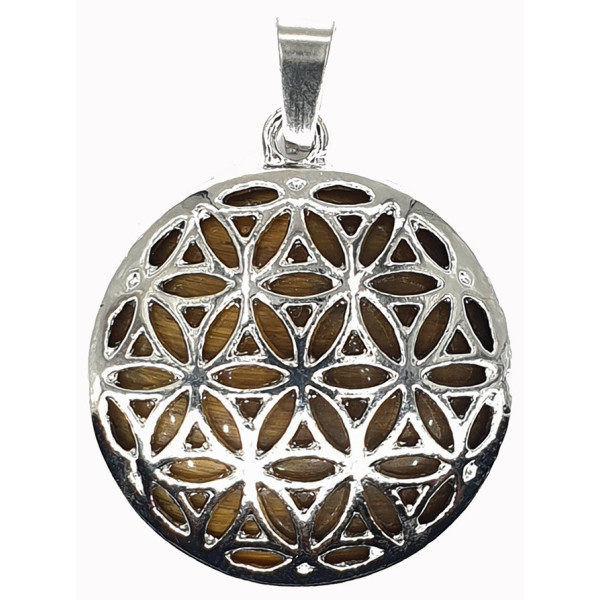 Pendentif fleur de vie avec oeil de tigre