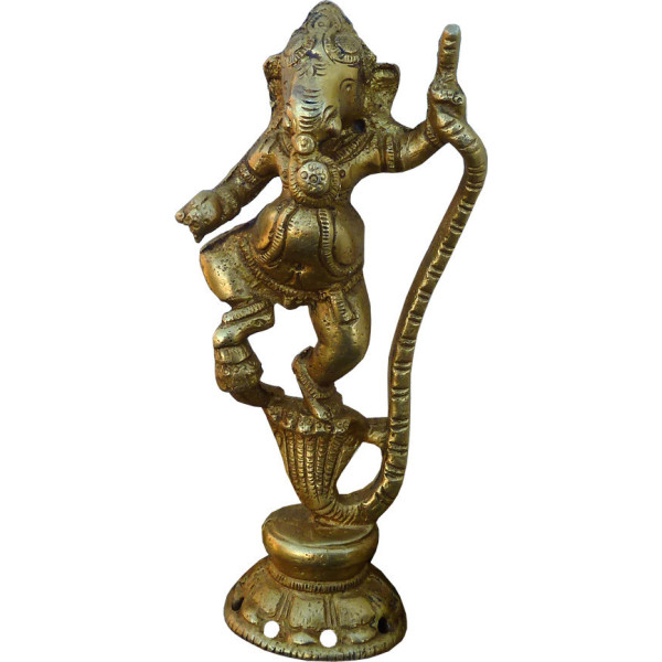 Ganesh dansant sur cobra bronze 13cm