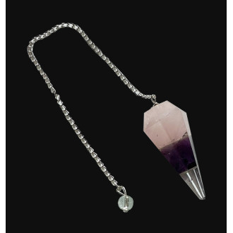 Pendule quartz rose, améthyste, cristal de roche