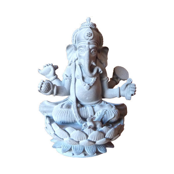 Statue en pierre ganesh assis sur un lotus -  Déco - cadeaux