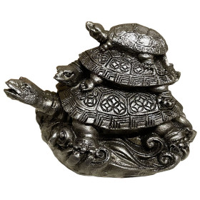 3 tortues de la prospérité argent antique
