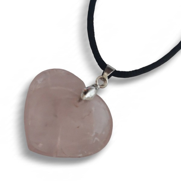 Collier coeur en quartz rose -  Pierres Lithothérapie