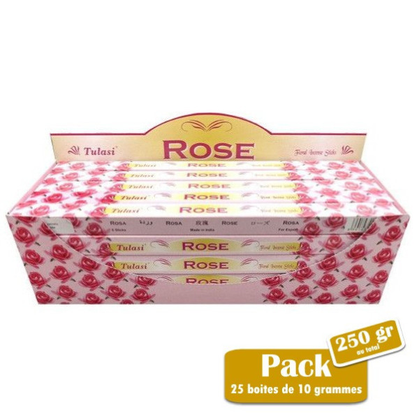 Pack de 25 boites d'encens bâtons tulasi rose parfumée - 250 grammes total