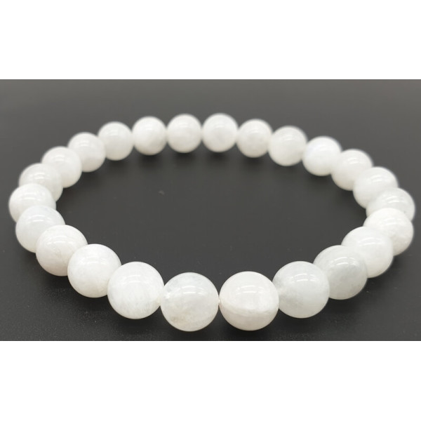 Bracelet Pierre de Lune blanche Perles 8 mm -  Pierres Lithothérapie