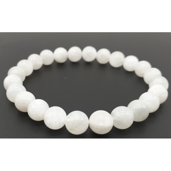 Bracelet Pierre de Lune blanche Perles 8 mm