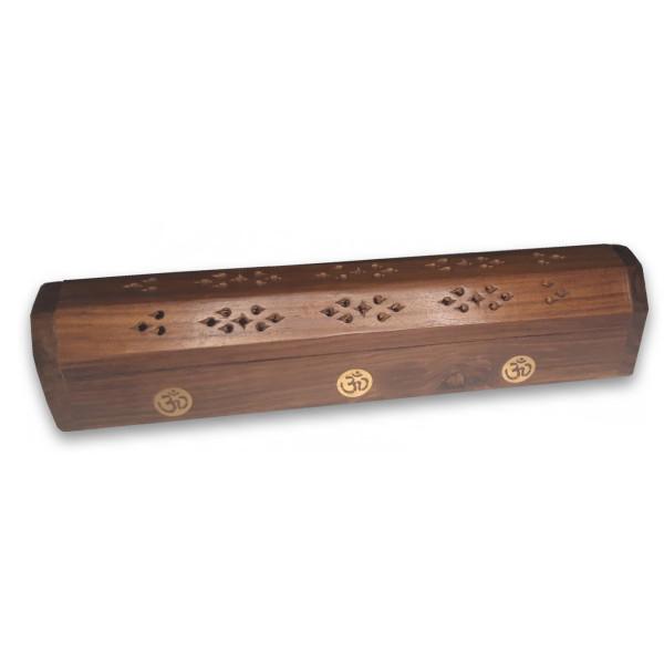Porte encens grande boite motifs Om en laiton -  Portes encens