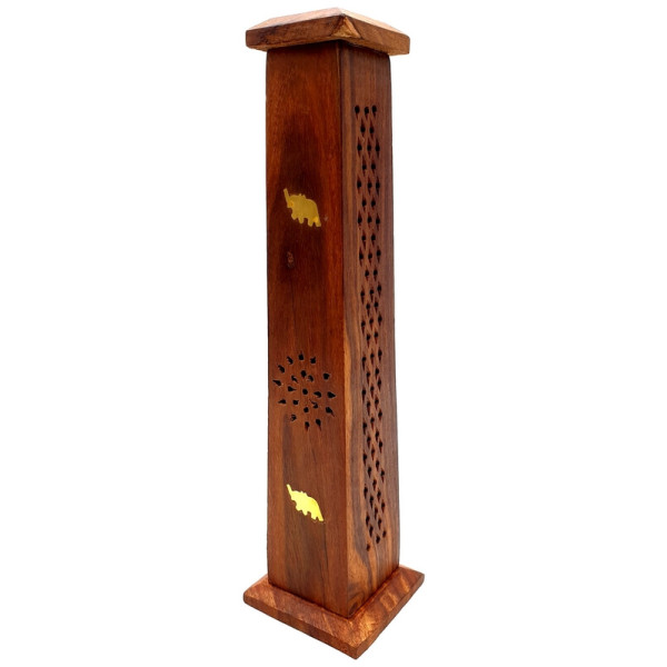 Porte encens tour en bois éléphants -  Portes encens
