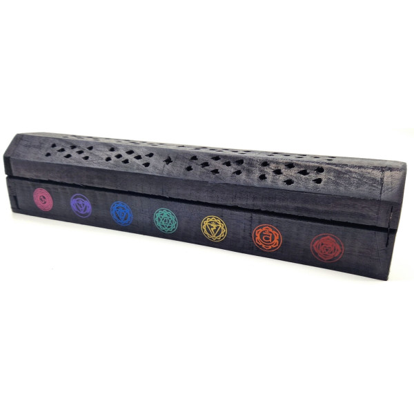Porte encens grande boite noire 7 chakras -  Portes encens
