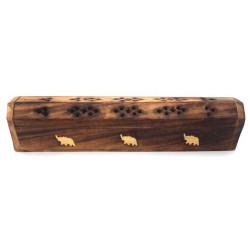 Porte encens grande boite éléphants bois clair